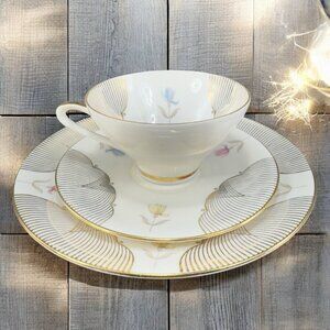 Seltmann Weiden Bavaria Germany Porcelain Floral 3 Piece Set Plate Saucer TeaCup